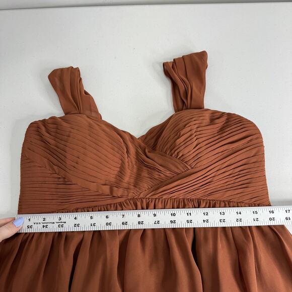 Revelry Kennedy Chiffon Convertible Dress Womens 14 Rust Off Shoulder Bridesmaid - Picture 14 of 14